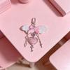 Romance Pink Heart With White Wing Key Chain Fashion Jewelry Lightweight Lovely Keyring For Women Girls
