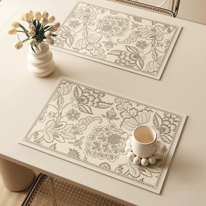 Leather Placemat Waterproof and Oil-proof Thermal Insulation Mat Light Luxury High-end Western Food Mat Coffee Machine Desktop Mat Leave-in Coaster