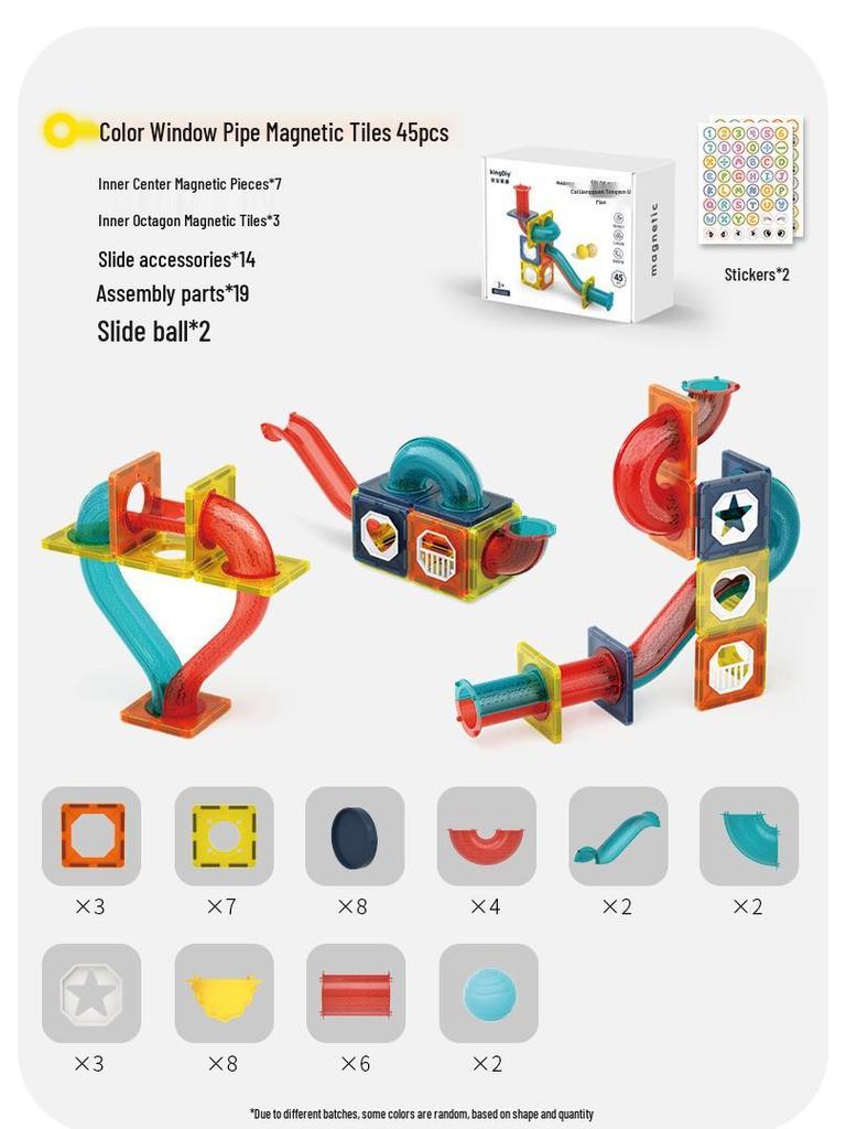Magnetic Stained Glass Building Tiles - Brain-Boosting Interlocking Blocks for Kids Ages 3-6