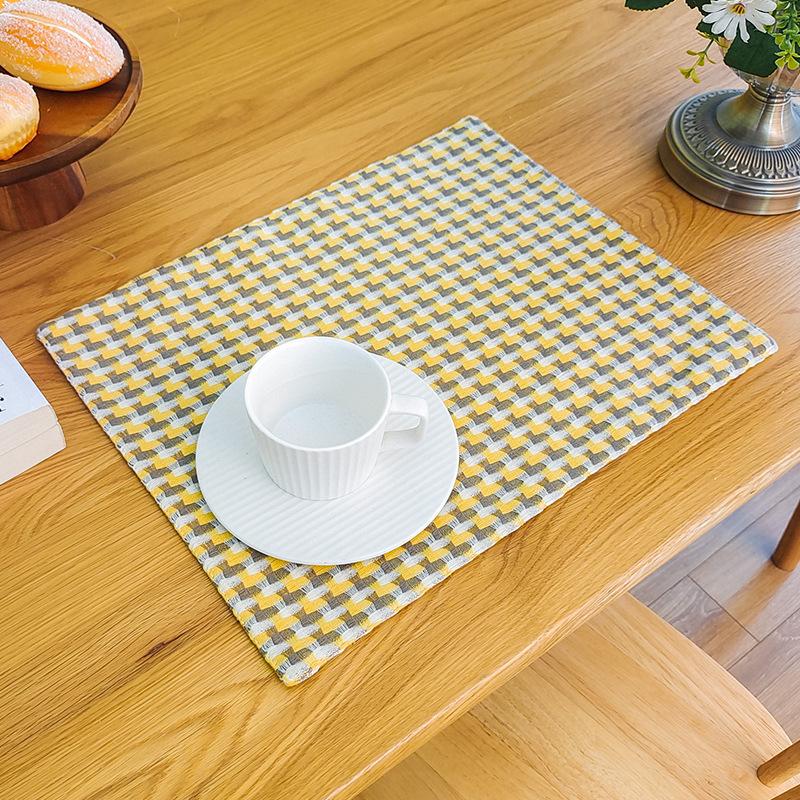 

Retro cotton and linen style placemat, heat-insulating plate, table cloth, western food anti-scalding table mat, student napkin 30x40cm