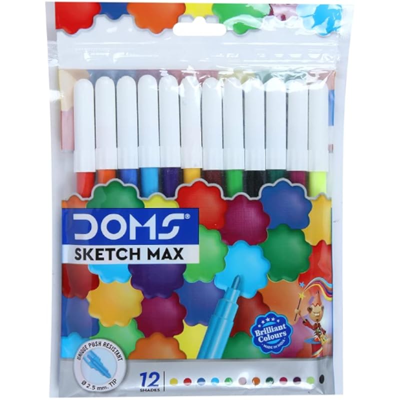 Doms Sketch Max 14 Shades Non-Toxic Water Colour Sketch Pens | Bright & Intense Colors | Sketch Pen Set For Kids, Non To