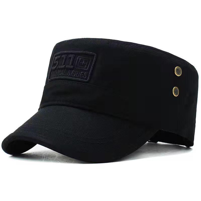 Cappellino da uomo in cotone con visiera piatta, ricamato con stella, colore verde militare
