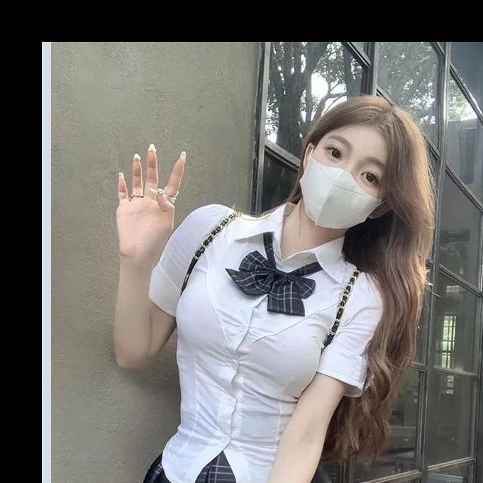 Japanese Academy Style Slim Fit JK Uniform Blouse - Women's Short Sleeve Versatile Top