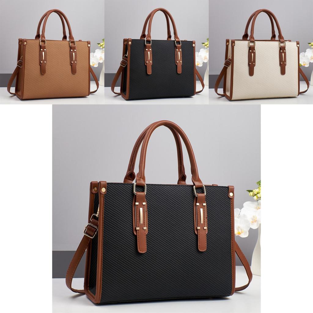 Vintage Retro Pu Leather Womens Casual Tote Bag With Zipper For Daily Use