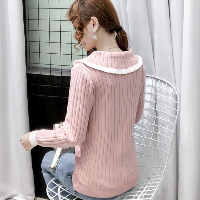Pulover cu guler pentru păpuși Pulover tricotat Femei cu mâneci lungi de toamnă și iarnă, cu croiala subțire și temperament versatil, Top la modă
