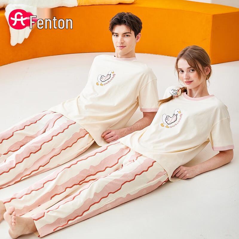 Fenteng Unisex Striped Antibacterial Couple Pajama Set XXL
