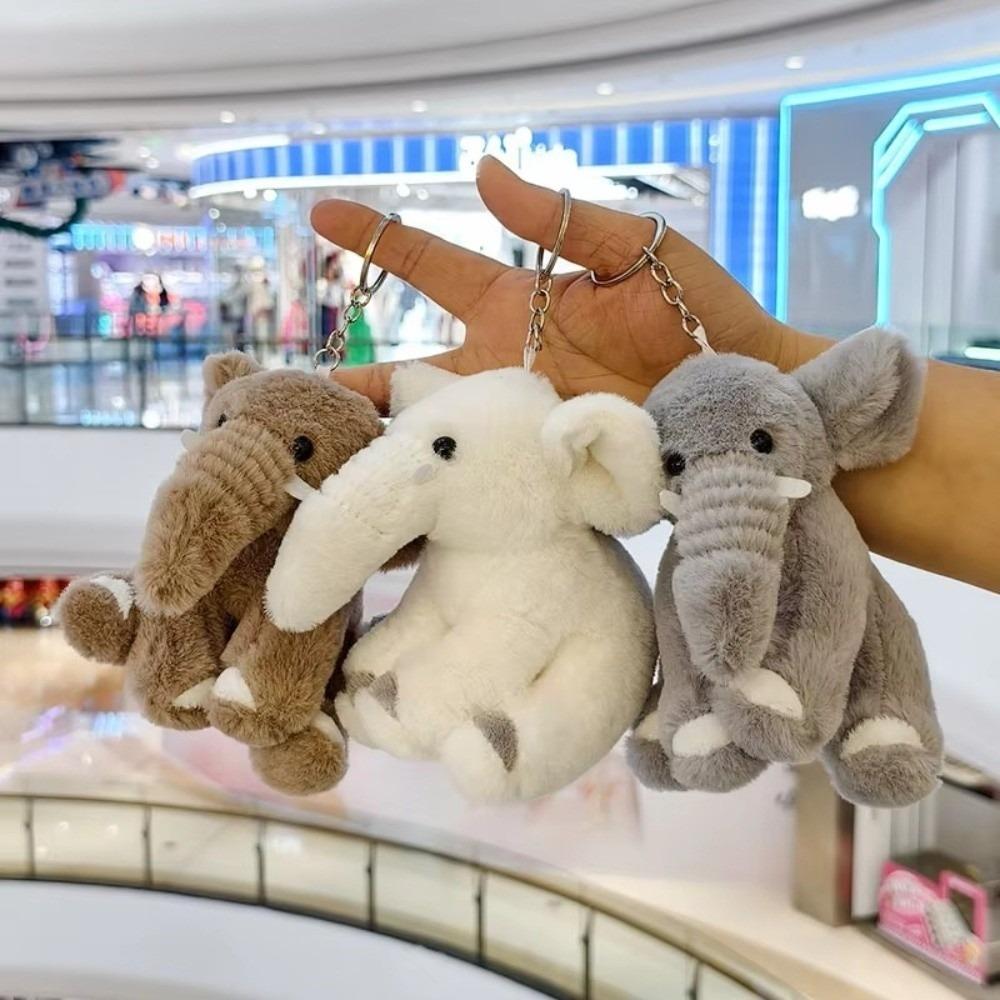 Soft Elephant Keyring Cute Cartoon Animal Bag Pendant Trinket Plush Stuffed Keychain Kids