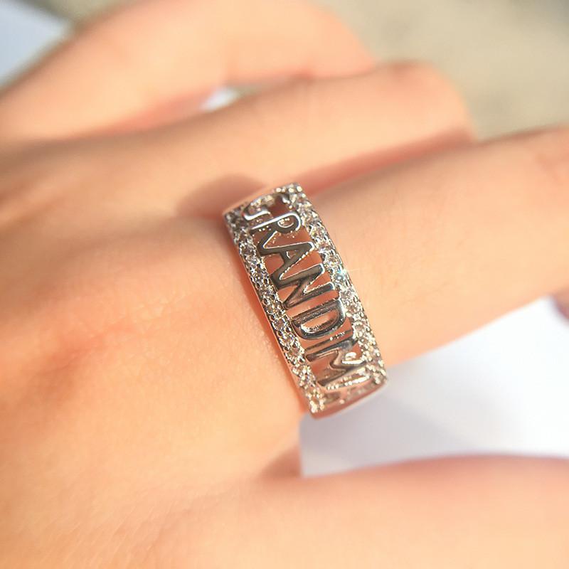 Ideal Fashion Jewelry Grandma Letter Ring With Silver And Gold Color Options