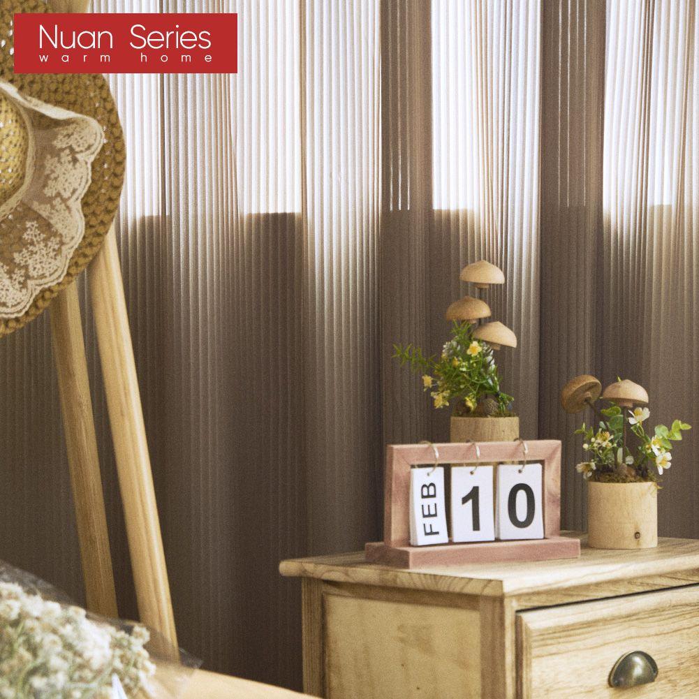1PC Nuan Series Fabric Upgrade Solid Color Stripe White Tulle Curtain Warm Sheer for Bedroom Living Home Window Decoration