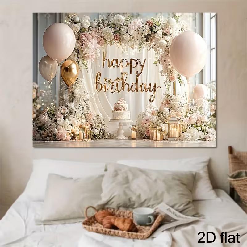 

2D Blush Pink Elegant Birthday Backdrop for Cake Smash Photos 47.2x31.5inch/120*80cm