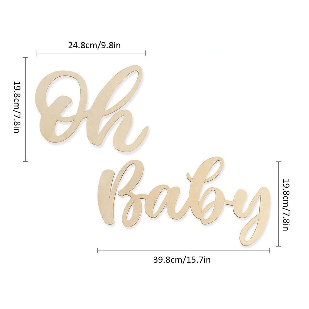2pcs Wood Baby Sign Baby Shower Banner for 1st Birthday Backdrop Baby Party Banner Event Decorations for Gender Reveal Backdrop