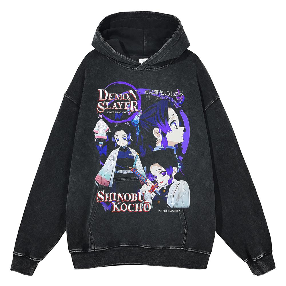 Japan Anime Demon Slayer Rengoku Kyoujurou Graphic Washed Hooded Men Manga High Quality Hoodies Harajuku Male Cotton Sweatshirt