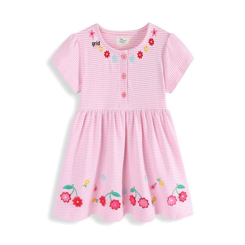 Spring/Summer Embroidered Cartoon Girls' Dresses - Trendy European & American Style
