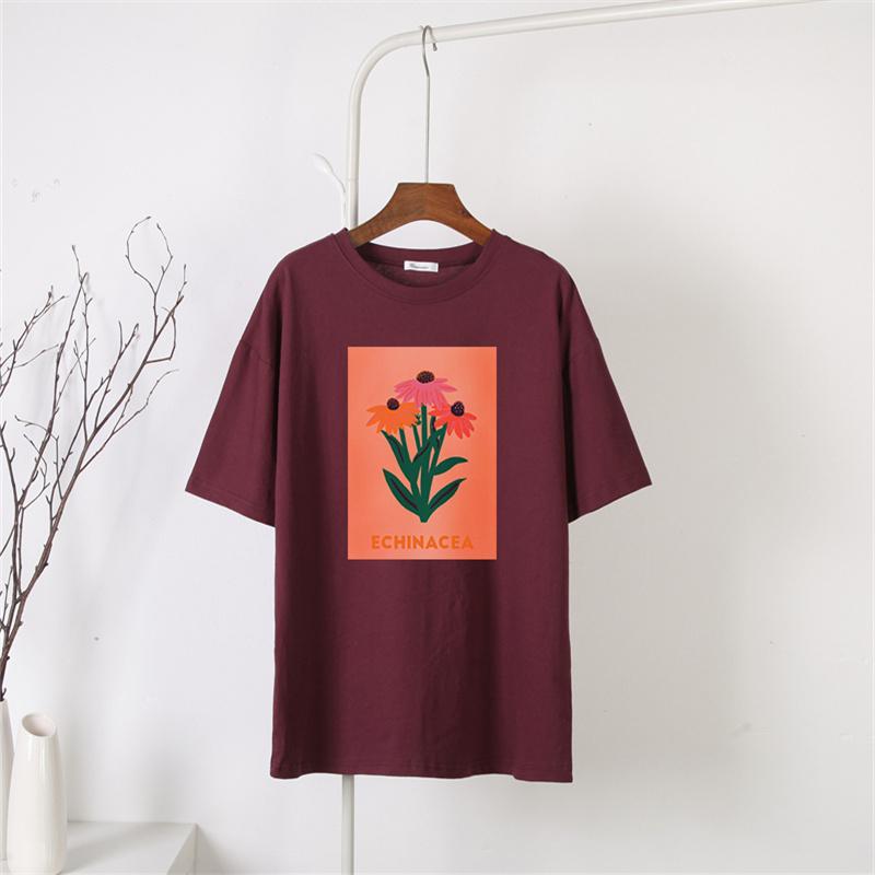 

Shellsuning большие футболки с круглым вырезом и короткими рукавами с принтом, лето 2023, мягкие футболки из 100% хлопка, женские модные свободные уличные женские топы 3XL вино красного