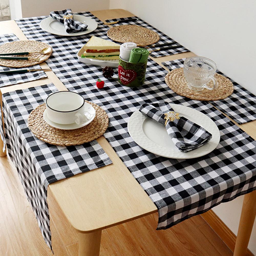 Christmas Table Runner Red and Black Checkered Tablecloth Merry Christmas Decorations For Home Navidad Noel Gifts Tablecloth