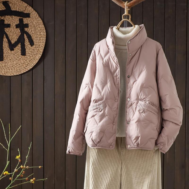 New International White Duck Down Women's Short New Autumn and Winter Fashion Small Stand-Up Collar Lightweight Jacket