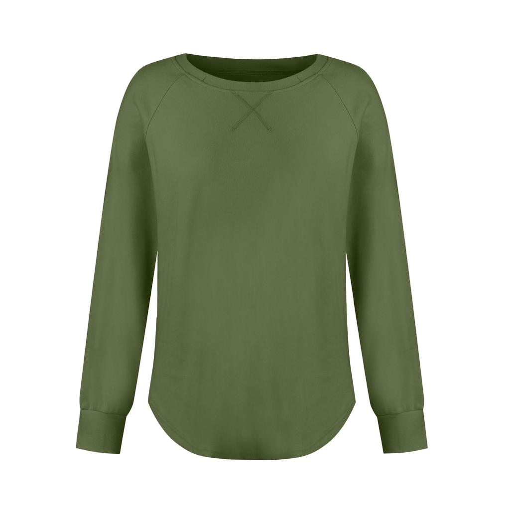 Women's Fashion Casual Colour T-Shirt Round Neck Loose Plunging Sleeve Top