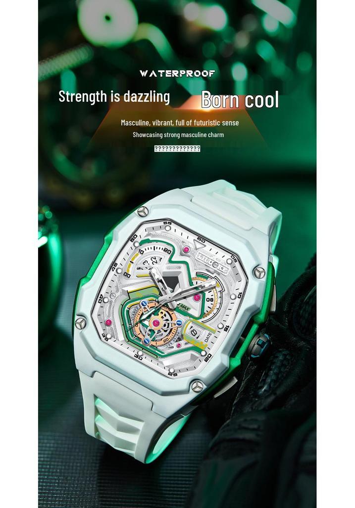 Orologio Sportivo SVJ da Uomo di Alta Gamma Scheletro 3D Luminoso Impermeabile al Quarzo