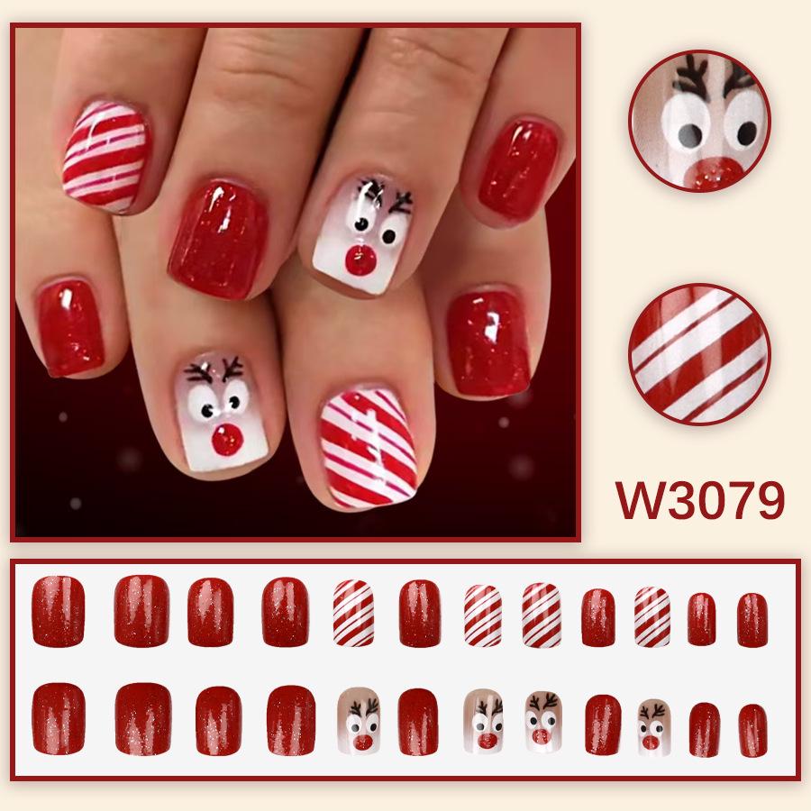 

Festive Reindeer Press-On Nails - 24 Piece Set for Autumn & Winter