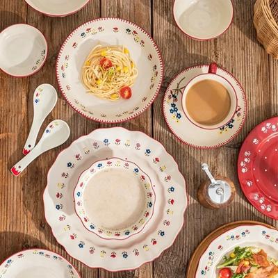 Muster Suppenschüssel Salatschüssel Schüssel Ovale Platte Pastoralen Stil Geschirr Tischdekoration Küchenhelfer Keramikgeschirr
