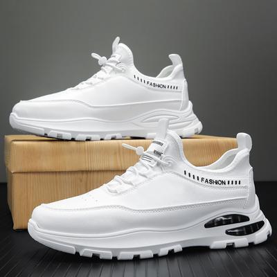 Hochwertige Sneakers Herren Leder Low Top Groß Klassisch Lässig Walking Stoßdämpfend Outdoor Sport Laufschuhe Schwarz Weiß