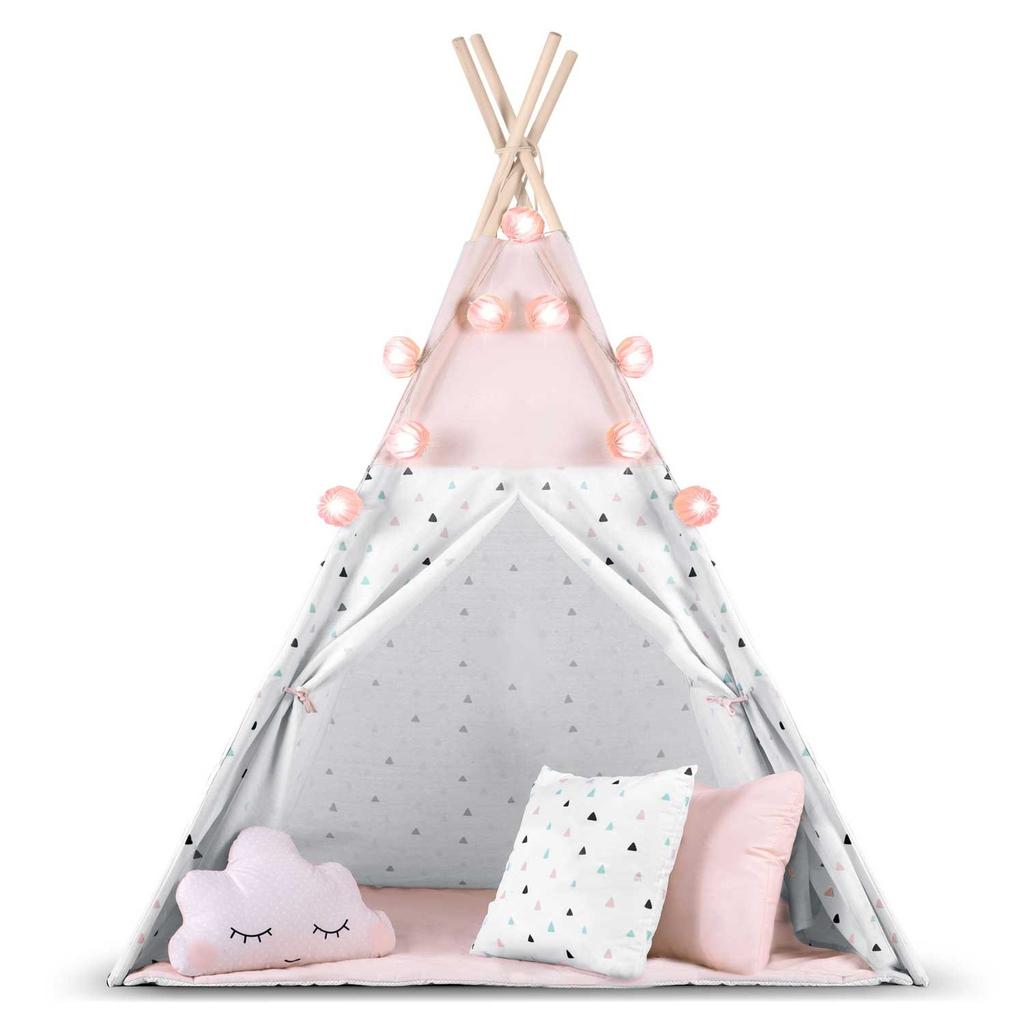 Tenda Teepee Nukido per Bambini con Ghirlanda e Luci - Rosa