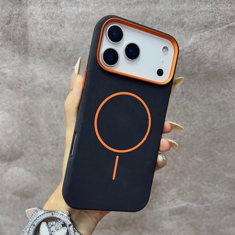 Magnetic Snap-on Phone Case IPhone 17 Pro Max With Elephant Skin Texture PC Bumper Frame Shockproof Slim Cover