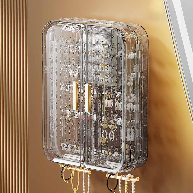 Transparent Jewelry Organizer Box Wall Mounted Jewelry Storage Boxes Large Capacity Earring Necklace Ring Packaging Display Rack