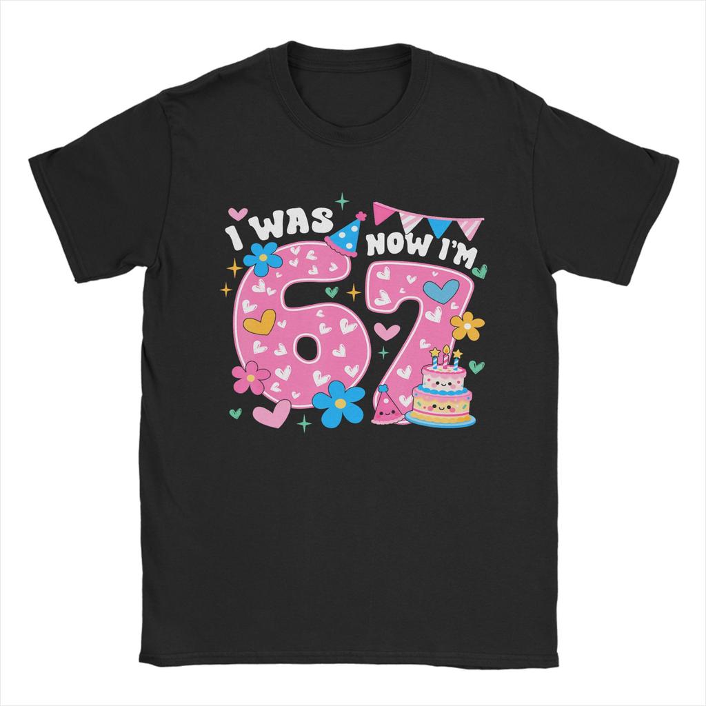 I was 6 Now Im 7 Six Seven Birthday TShirt Summer Cotton T Shirts For Unisex Fashion Design Tee Shirt Short Sleeves Y2K Clothing