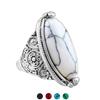 Damen Boho Vintage Oval Türkis Antik versilbert Schnitzring Schmuck