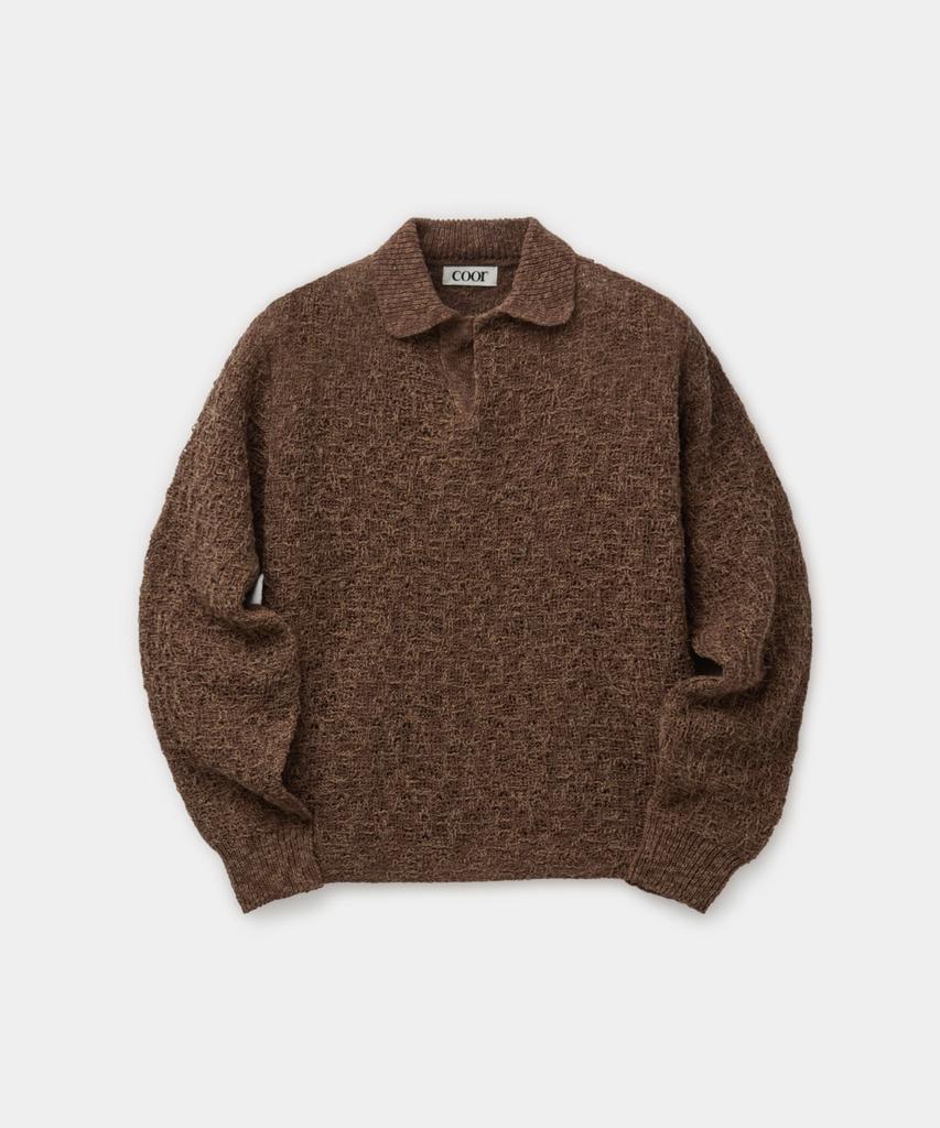 Kueo Crochet Collar Knit (Brown)