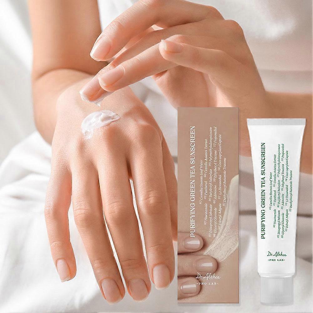 50ml Natürliche Grüntee-Sonnencreme Sanfter Schutz Hohe Effizienz Sonnenschutz Erfrischend Nicht Fettend Leicht Atmungsaktiv Unsichtbar
