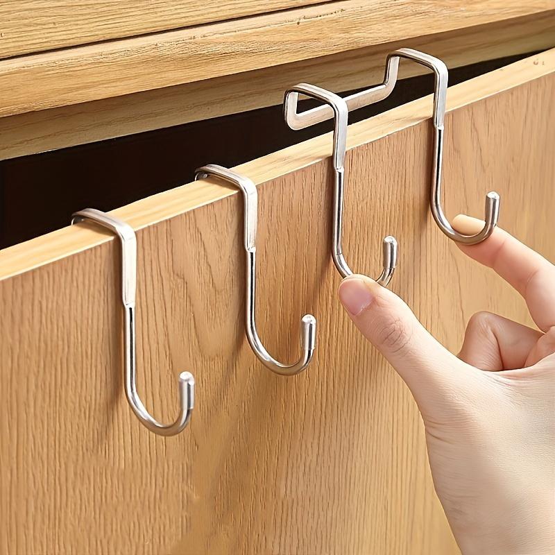 1Pcs Double S-Hooks Stainless Steel Easy No-Punch Installation Versatile Cabinet Door Hangers