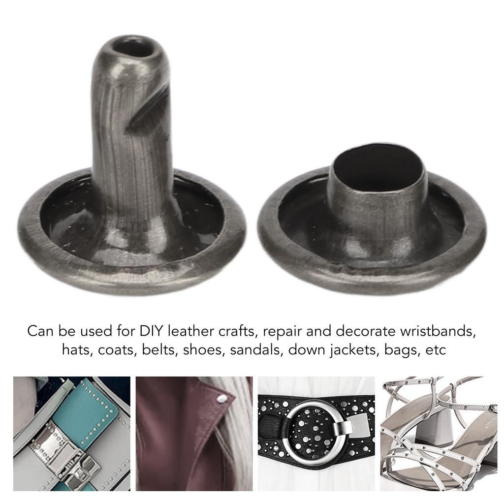 500 Sets Leather Rivets 8x8mm Electroplating Process High Hardness Iron   Double Sided Rivets for Hat Clothing