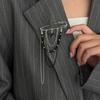 Exaggerated Personality Heart Multiple Chain Tassel Brooches for Women Fashion Imitation  Pearl Brooch Suit Pants Bag Decoration