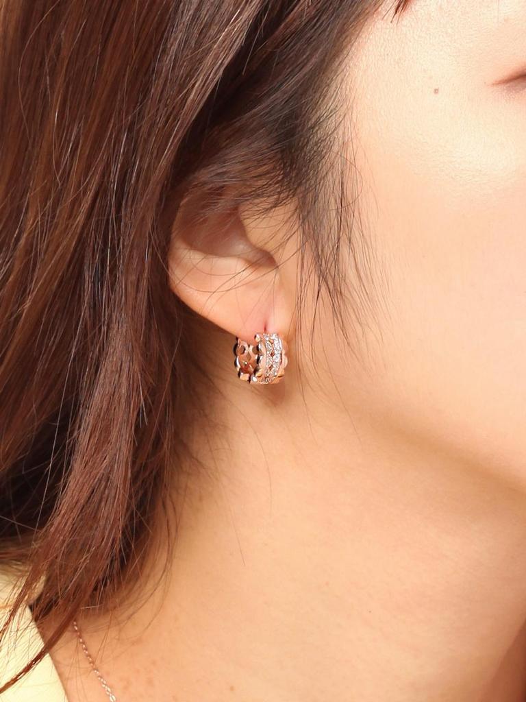 [Geiger Jewelry] 18K Wave Line One-Touch Hoop Earrings (Gold Pin) GI8KPEE026