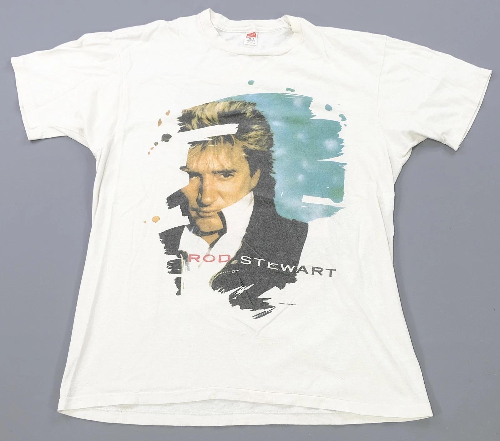 Rare Vintage Rod Stewart Vegabond Heart 1991 Tour T Shirt 90s Singer White XL M