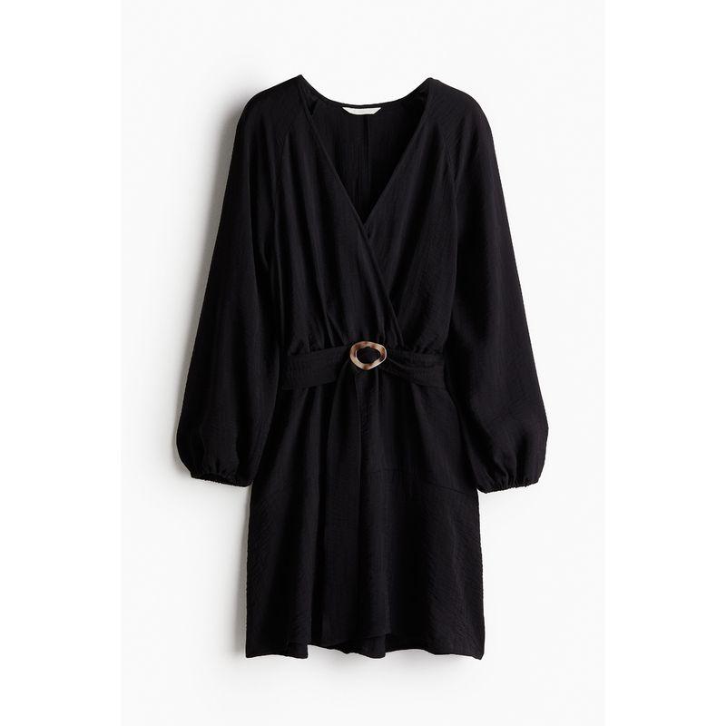 

HM Women s Dress Autumn Stomach Blanket Style with Belt Lantern Raglan Sleeve Dress 1236518