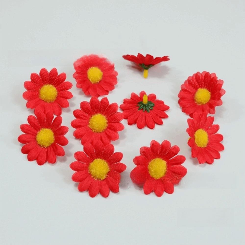 50pcs New Silk Daisy Artificial Sunflowers Fake Flower Brooch Simulated Mini Daisies Bracelet DIY Garland Parts Wedding Decor