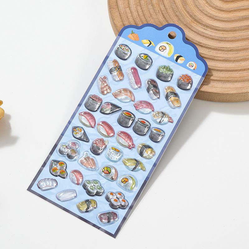 3D Embossed Sticker Solid Drop Glue Crystal Diamond Japanese Cute Food Decal for Phone Case DIY New Decor High Quality