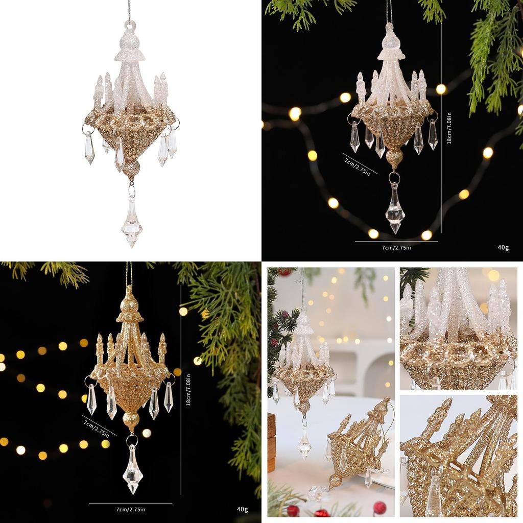Acrylic Christmas Tree Pendant With Gold Crystal Effect For Holiday Decor