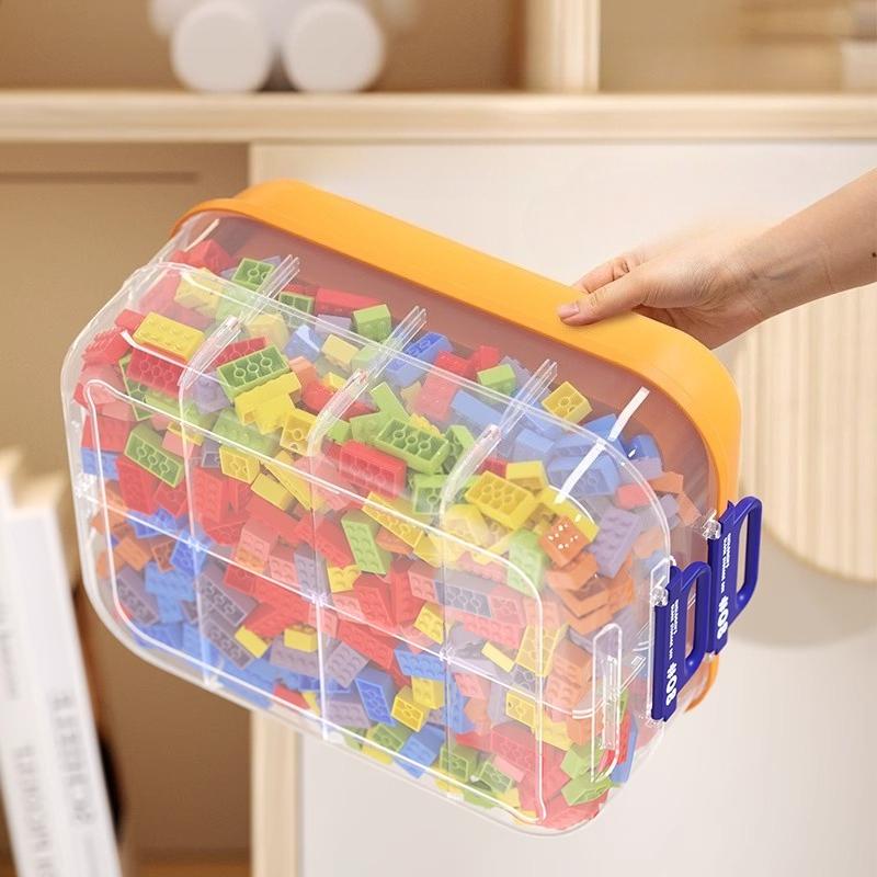 3 Layers Building Block Storage Box Organizer with Lid Transparent Figures Toy Storage Box Kids Assembly Parts Grids Storage Box