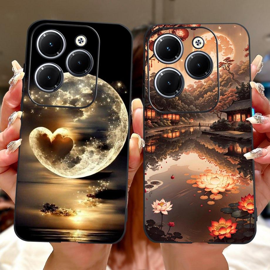 Dragon Koi Fish Landscape Phone Case For Infinix Hot 40i 40 Pro Back Cover Soft TPU Cartoon Bumper For Hot 30 30i 30 Play Shell