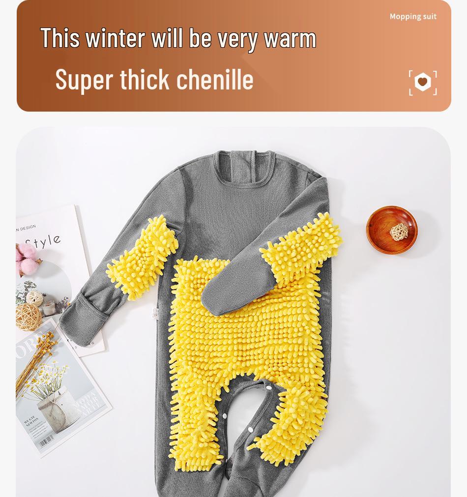 

Дитячий костюм-швабра для повзання: Комбінезон для чищення підлоги зі захистом від плям для немовлят та малюків - Ідеально для осені та зими 90cm