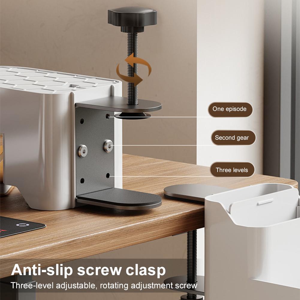 Klemmbares Schreibtischregal Schreibtisch-Seiten-Aufbewahrungsorganizer Einfache Montage Schreibtisch-Becherhalter Abnehmbare Tischmanagement-Schale für Homeoffice