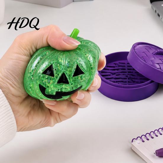 Stretchy Pumpkin Toy 1/4Pcs Halloween Stress Relief with Steamer, Glitter Anxiety Gadgets Head Squeeze Sensory Toy, Party Favors for Kids and Adults