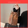 Vintage Suede Water Bucket Bag With Drawstring Closure For Daily Use Women
