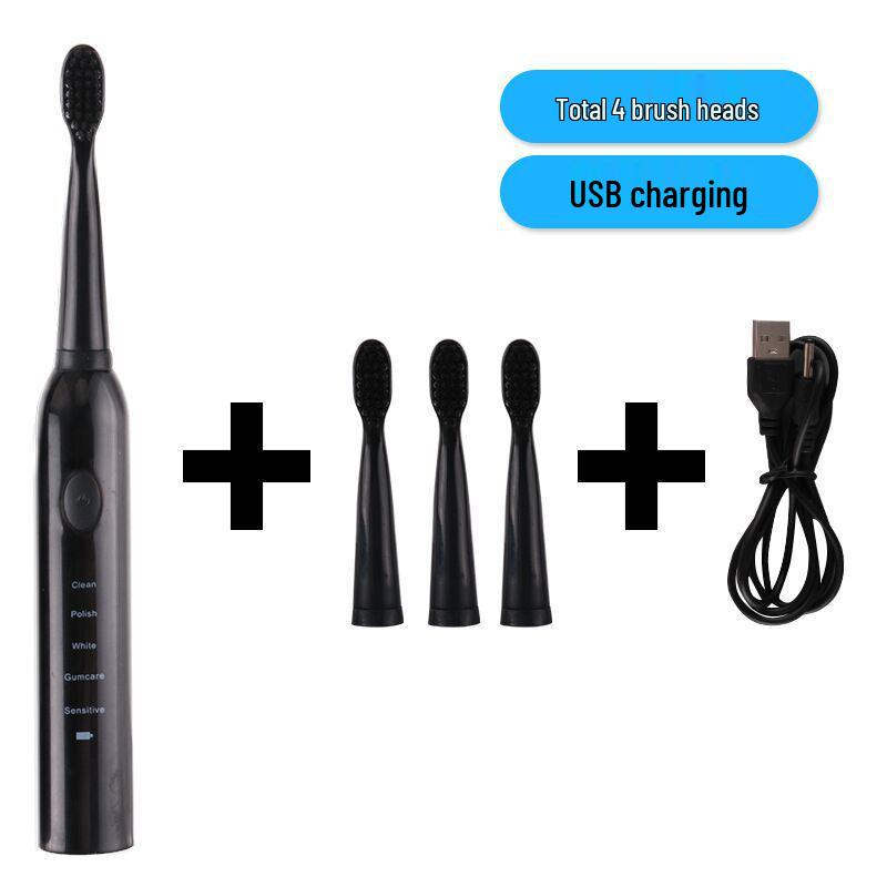 Waterproof Sonic Electric Toothbrush: USB Rechargeable, Soft Bristles, 5 Modes, Suitable for Couples