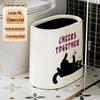 OIMG 16L Swing-Lid Trash Can with Cheers Cat Design