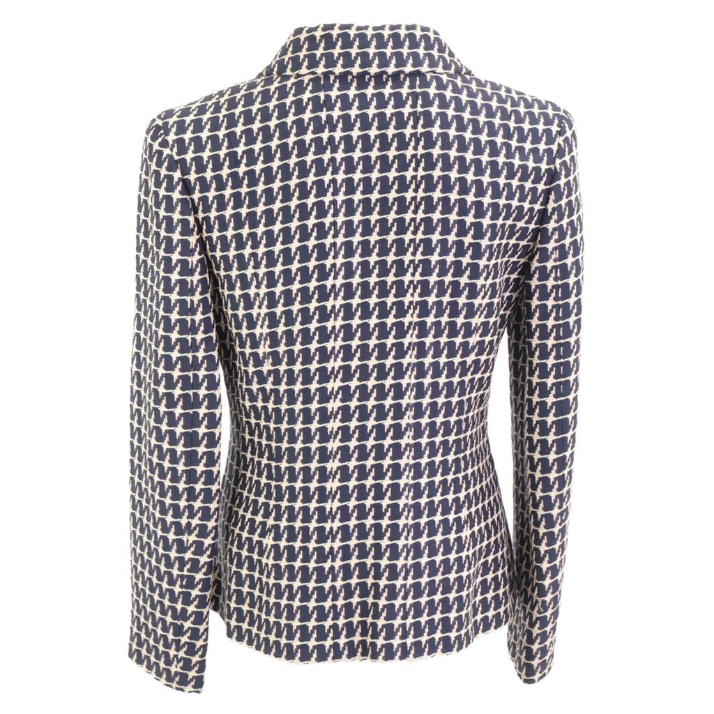 CHANEL 01P P17432V09913 Wheel COCO Button Houndstooth Jacket 36 Navy x beigeUsed
